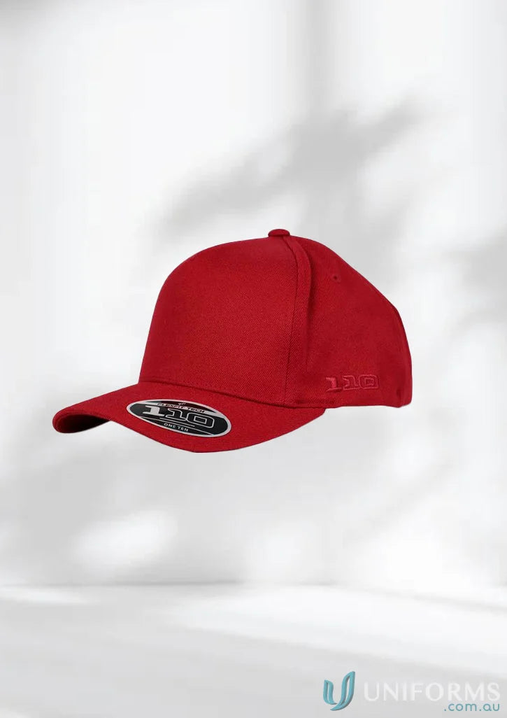 Red 110A A Frame Cap with snapback strap and Flexfit technology for work uniforms