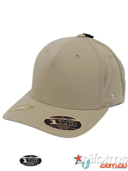 Khaki 110AR Recycled Cap featuring sustainable, eco-friendly recycled material