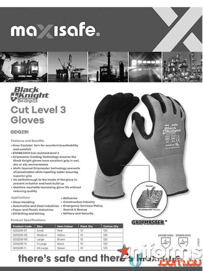 Black and gray work gloves with Gripmaster Coating from Black Knight for uniforms