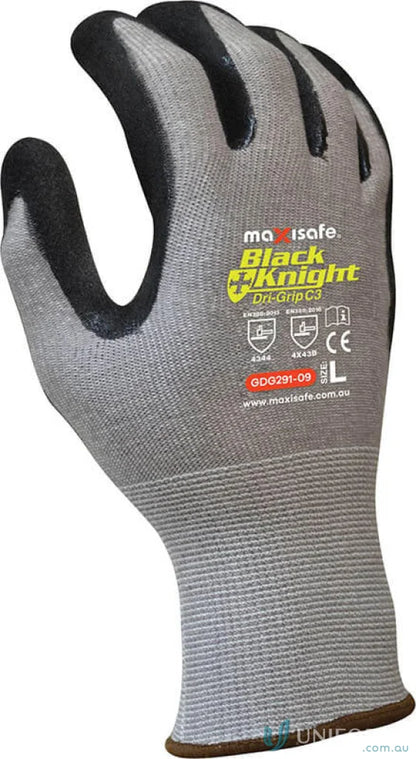Gray and black work glove with Gripmaster coating from Black Knight for uniforms