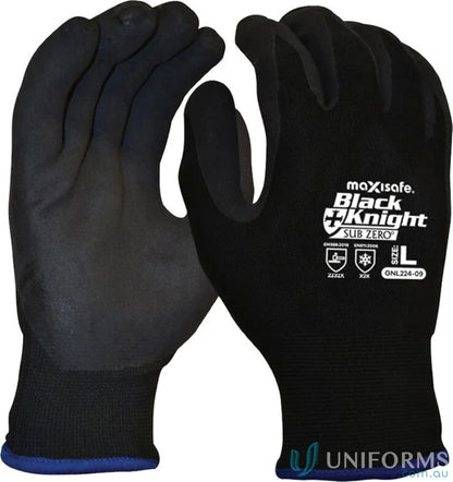 Pair of black work gloves from Black Knight Gripmaster Sub Zero for excellent grip