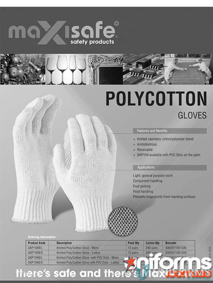 Polycotton work gloves with cotton liner for durable workwear and uniforms