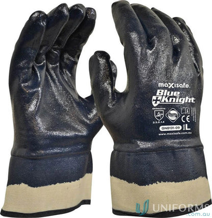 Blue Knight heavy duty work gloves with safety cuff for durable uniforms