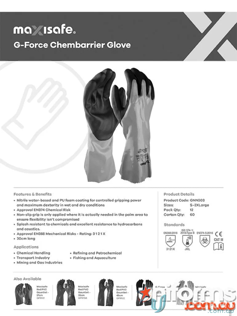 12pk Chembarrier Glove for medical uniforms and work uniforms protection