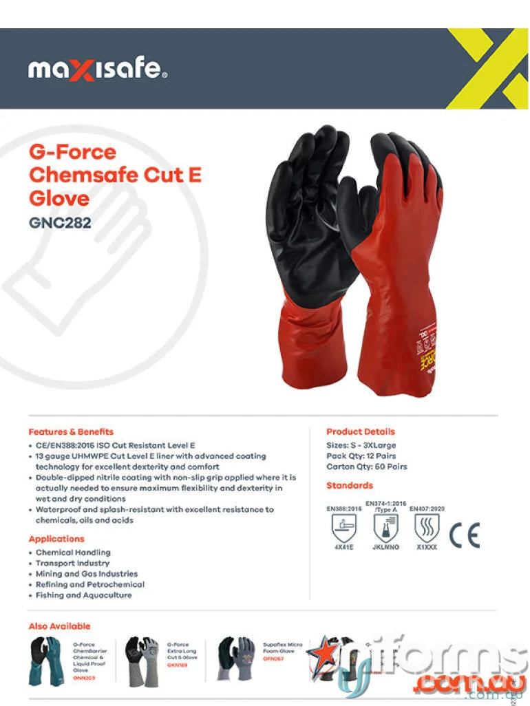 Red and black industrial gloves for cut protection, perfect for workwear and uniforms