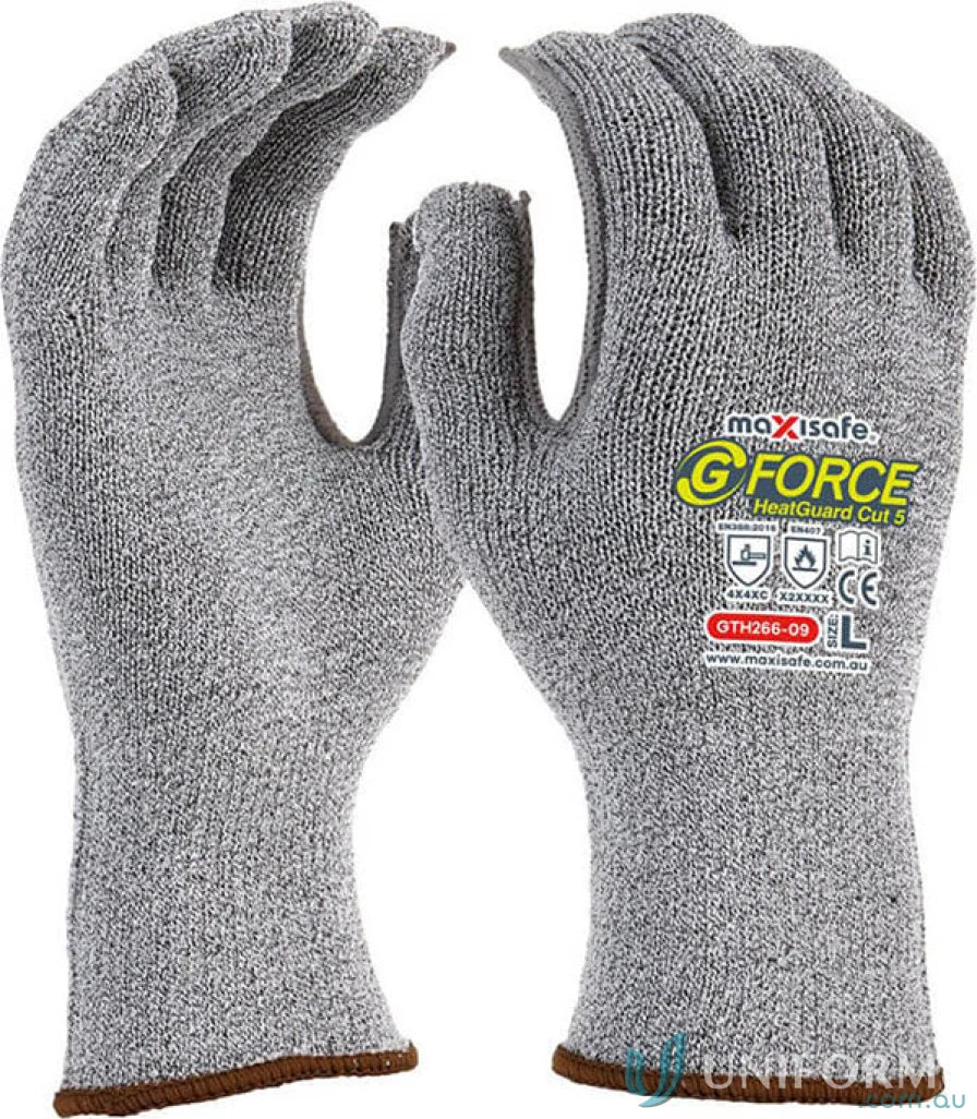 Gray heat-resistant work gloves with cut resistant level for safety and durability