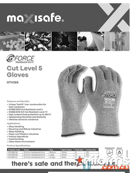 Cut resistant level 5 work gloves with heat protection for safe handling - 12pk G-Force HeatGuard C Glove