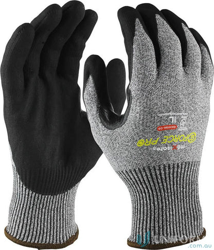 Black and gray work gloves from 12pk G-Force Ultra C5 Plus workwear collection for industries