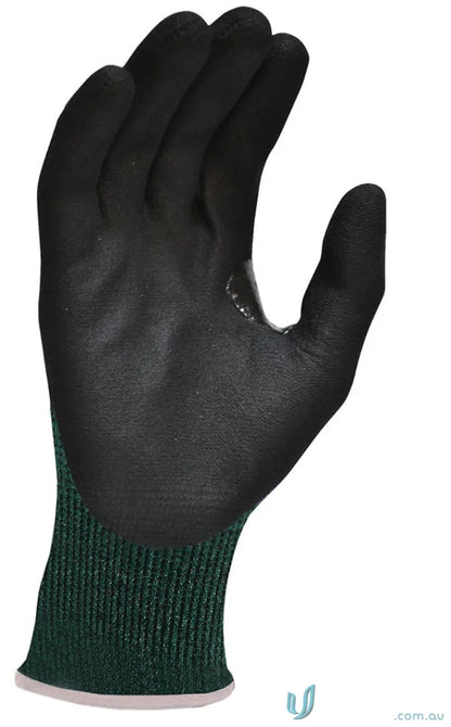 Black and green cut C nitrile work glove from 12pk G-Force Ultra Cut C Resistant Glove for uniforms