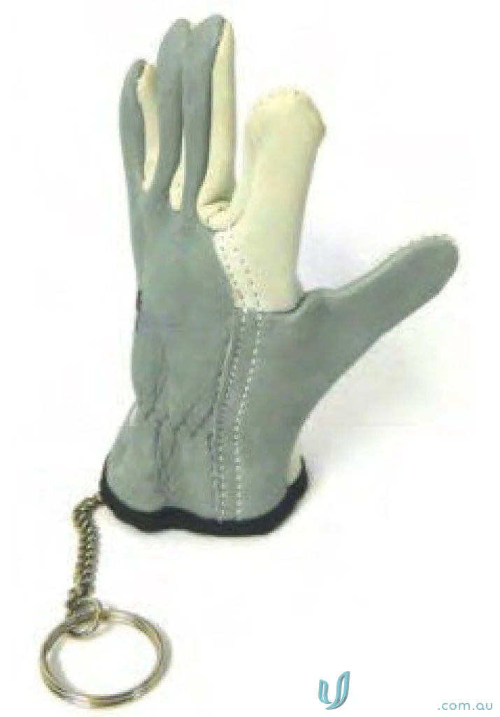 Miniature leather work glove key ring showing a left hand design for key ring left style