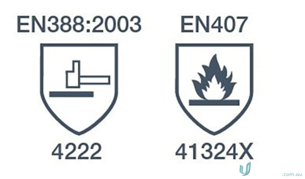 Protective glove rating symbols on 12pk Green & Gold Welders Gauntlet for welders gauntlet safety