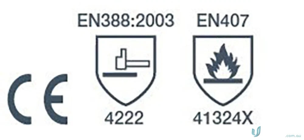 Safety glove certifications on 12pk Green Leftwing Welders Gauntlet work uniforms