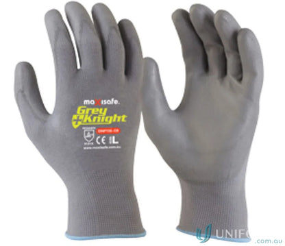 Pair of gray work gloves ideal for small parts, uniforms, and workwear tasks