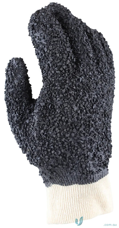 Textured black PVC work glove with jersey liner from 12pk Grizzly Debudding Glove set