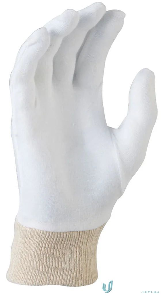 White work glove with knit wrist, poly cotton liners for extra protection, size small