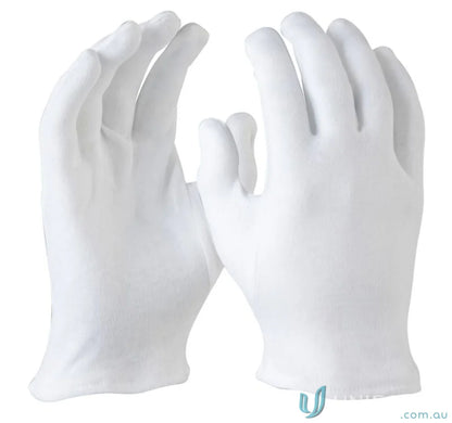 Pair of white poly cotton gloves perfect for small sizes and uniforms in 12pk