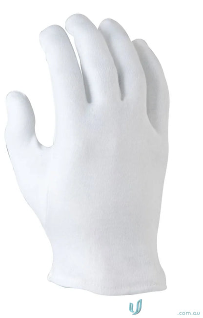 White cotton glove from 12pk poly cotton uniforms, sizes small for easy wear