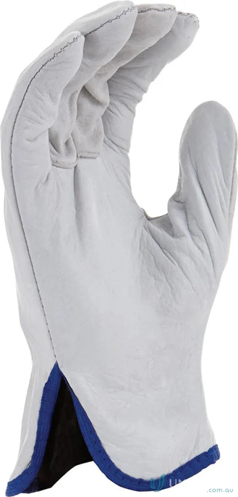 White leather work glove from 12pk Maxisafe full-grain workwear for industry tasks