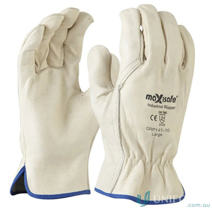 White leather work gloves ideal for industry workwear and uniforms in tough jobs