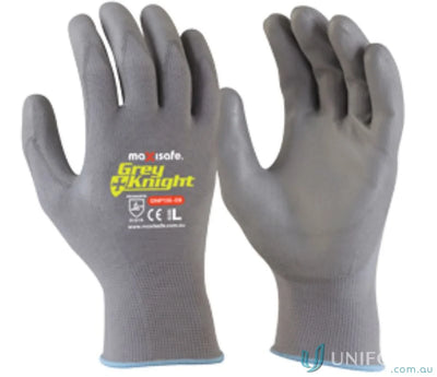 Pair of gray work gloves ideal for small parts handling and workwear tasks