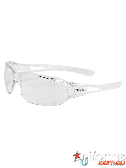 Clear safety glasses with durable lens, perfect for uniforms and workwear protection