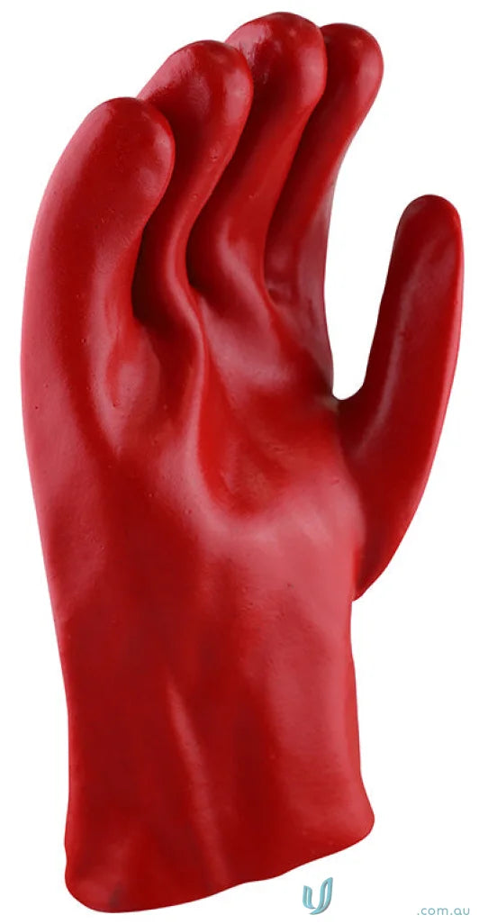 Red PVC Gauntlet perfect for tough jobs in 12pk Red Rubber Glove set