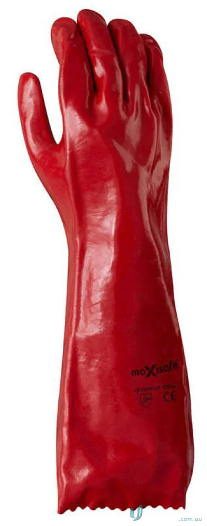 Red PVC gauntlet from 12pk red PVC gloves for protection and durability