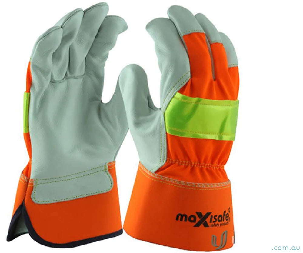Orange and gray work gloves from 12pk Reflective Safety Rigger with Safety Cuff for workwear