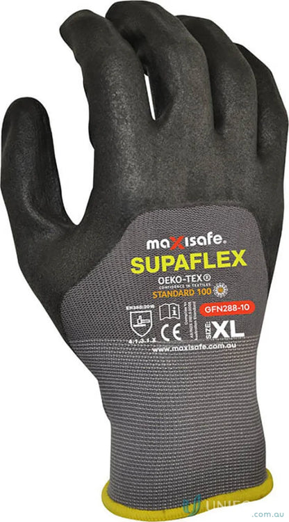 Black and gray Supaflex work glove with micro foam coating for uniforms and workwear