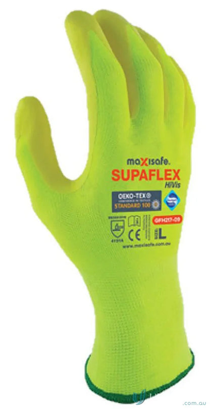 Yellow work glove with durable coating, perfect for workwear and uniforms