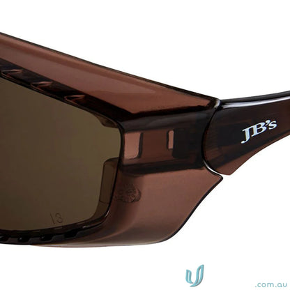 Brown-tinted safety glasses with vented lens and sturdy arms from 12pk Vented Spec