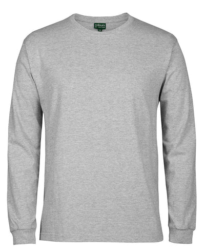 Kids long sleeve tee in heather gray cotton with ribbed cuffs perfect for uniforms and work uniforms