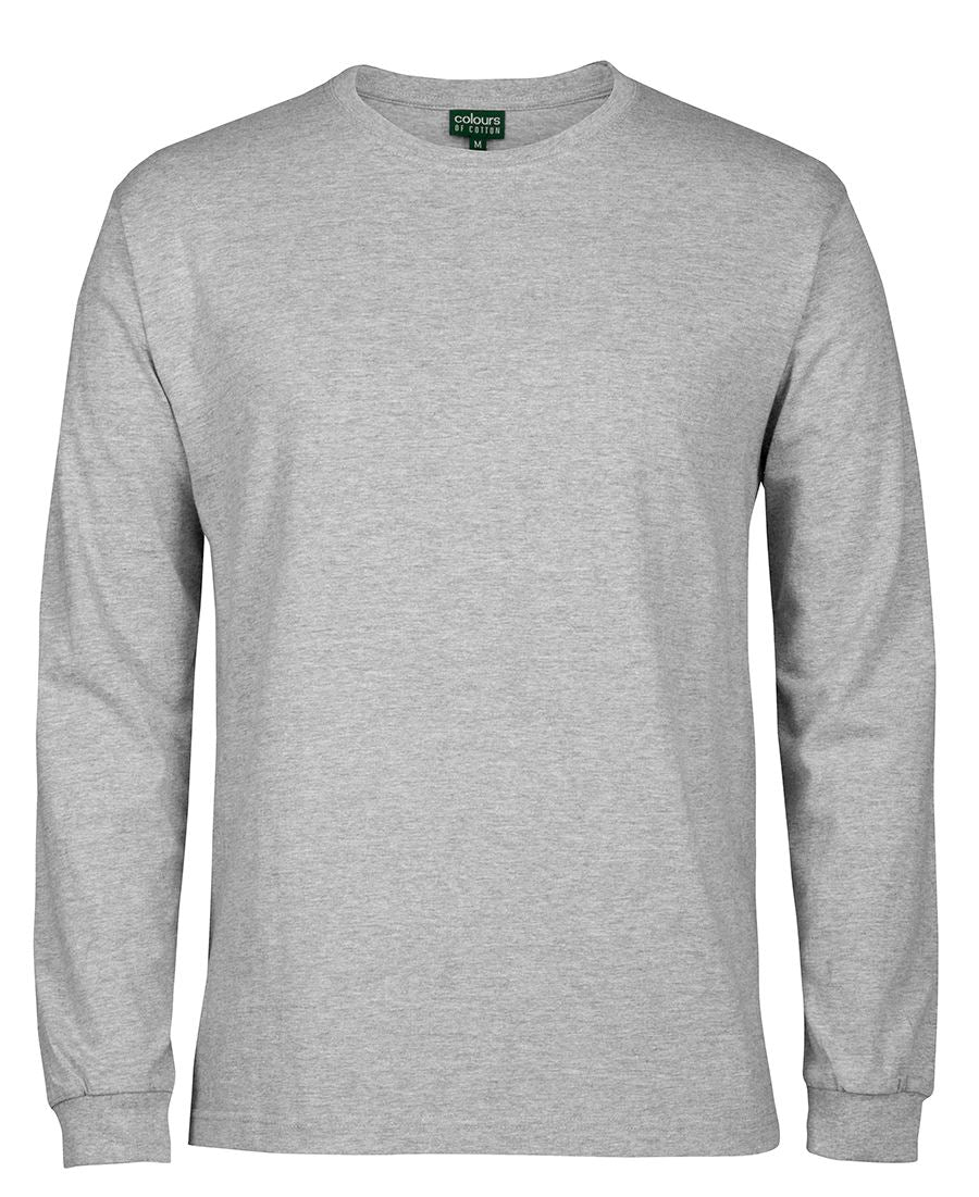 Kids long sleeve tee in heather gray cotton with ribbed cuffs perfect for uniforms and work uniforms