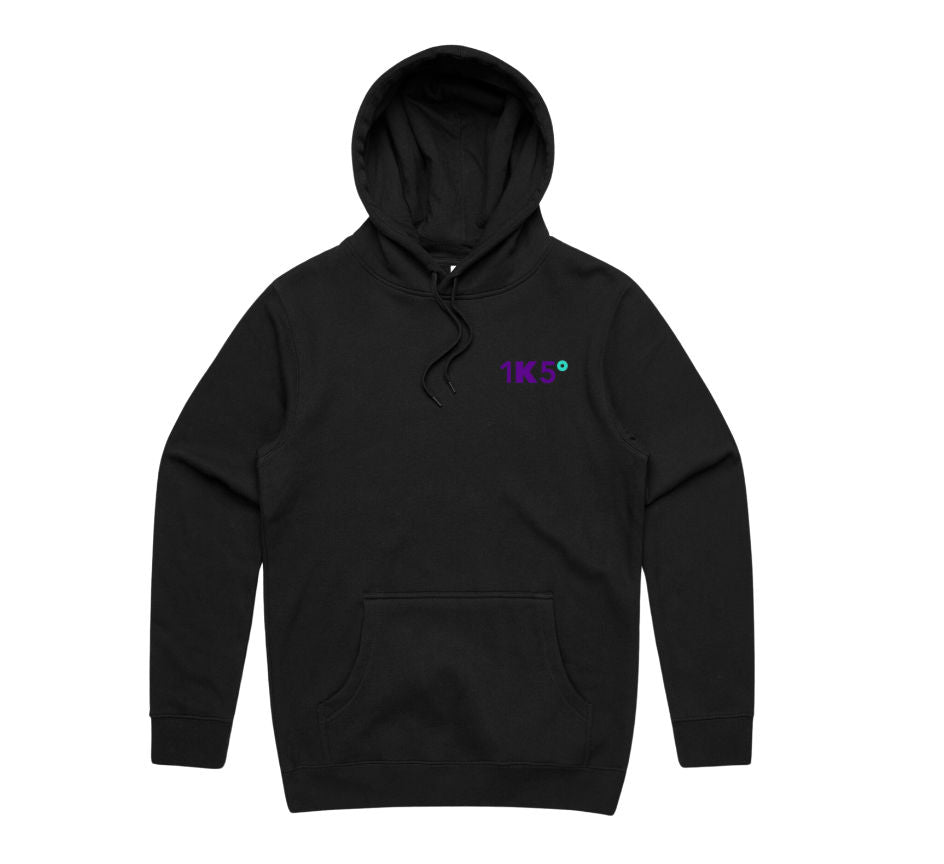 Premium Black Hoodie with Purple or White Logo – Regular Fit, Heavyweight 350 gsm