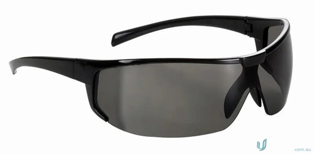 Black wraparound sunglasses with smoke lens, perfect for workwear and uniforms