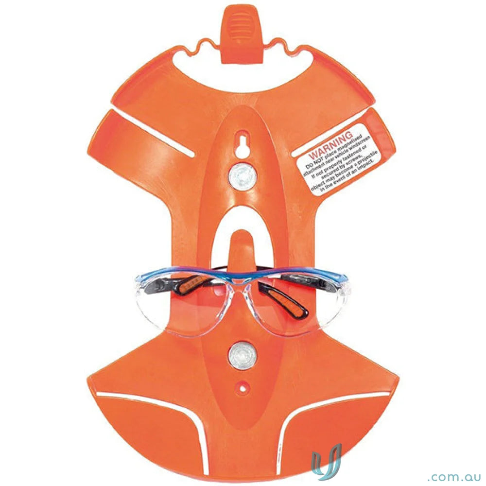 Orange safety glasses dispenser for hard hats and workwear in the 1pk Cap Grip Hard Hat Holder