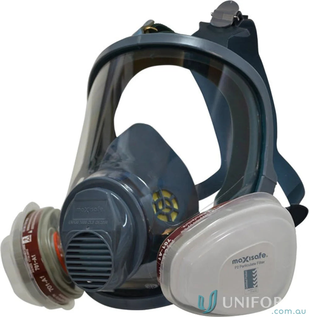 Full-face respirator with filters for workwear and uniforms from 1pk.Maxiguard kit