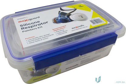 Maxisafe silicone respirator painters kit in plastic container for workwear and painters kit