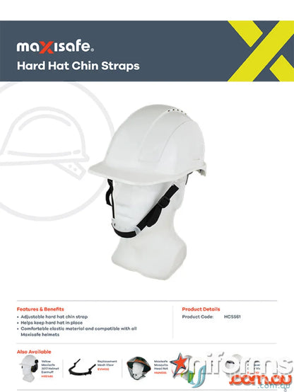 White hard hat with chin strap for hard hat safety and comfortable fit