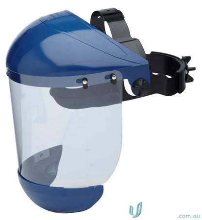 Blue clear face shield for workwear and uniforms, perfect as a replacement shade