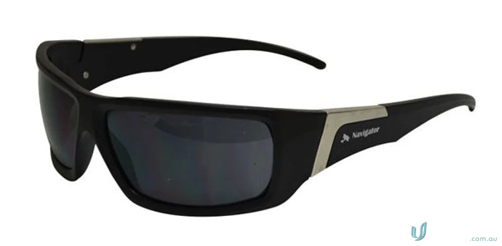Black sunglasses with silver accents from 1pk NAVIGATOR Polarised Safety Glasses for work uniforms