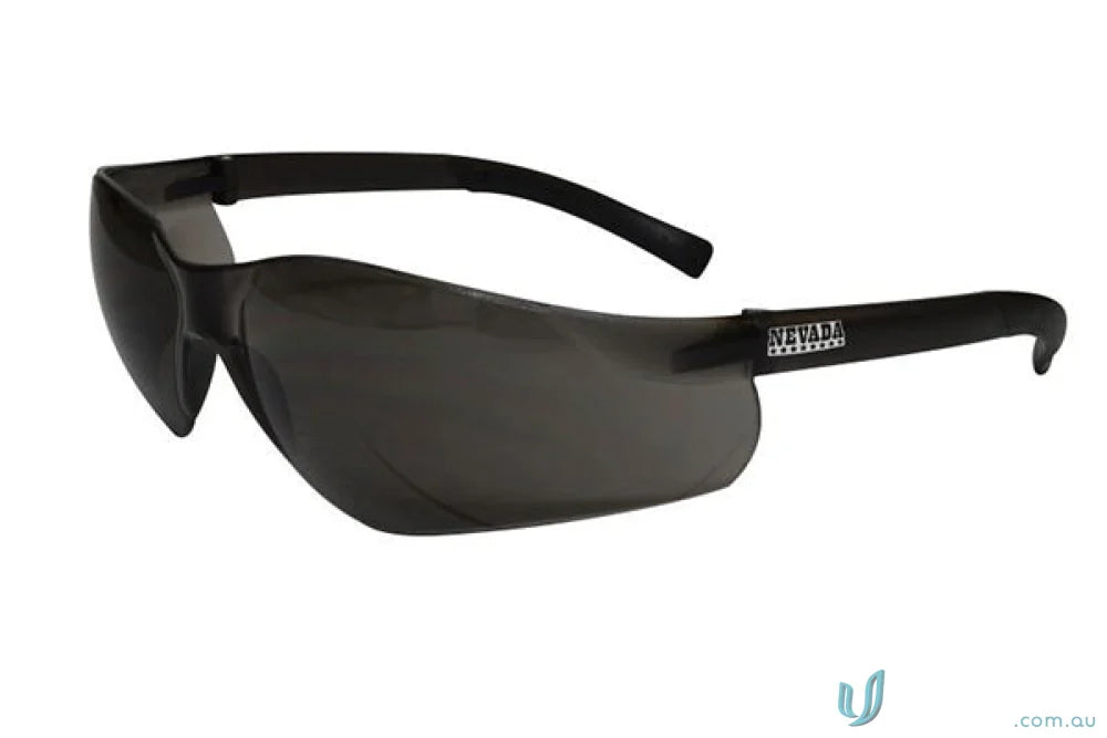 Dark gray safety glasses with smoke lenses perfect for work uniforms and workwear setups