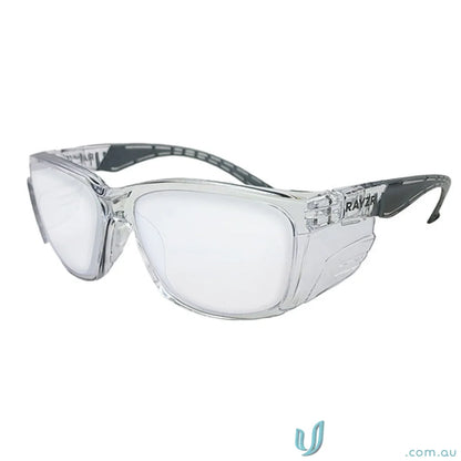 Clear Rayzr Safety Glasses with TPR rubber nosepiece for medium impact protection