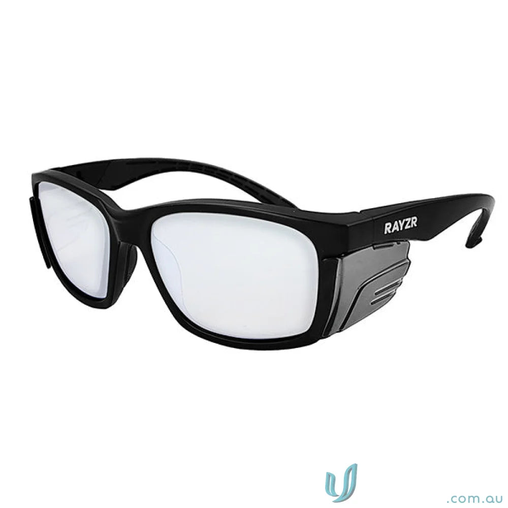 Black Rayzr Safety Glasses with TPR rubber nosepiece and anti scratch protection