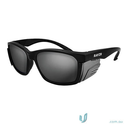 Black sunglasses with side shields, TPR rubber nosepiece, anti scratch safety glasses for medium impact face types