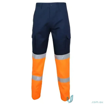 Navy and orange 2 Tone Biomotion Taped Cargo Pants for high visibility work safety