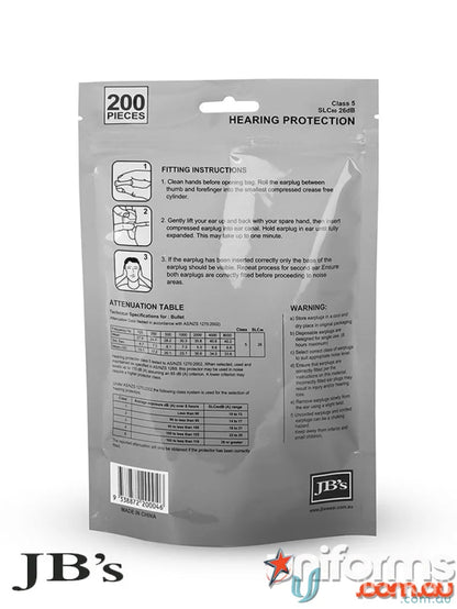 200 Pack Bullet Shaped Ear Plugs Packaging for Workwear and Uniforms Protection