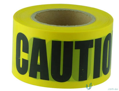 Yellow caution tape roll for barricades, perfect for workwear and safety uniforms