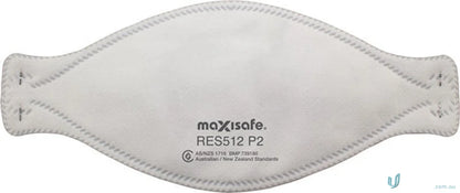 White disposable face mask from 20pk P2 3-Panel Flat Fold Respirator box for work uniforms