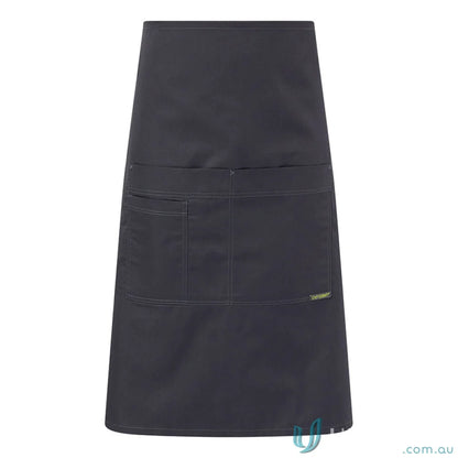 Dark gray half apron with pockets perfect for workwear and uniforms
